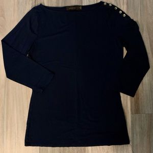The Limited Navy Blue 3/4 Sleeve Lightweight Top Size Small